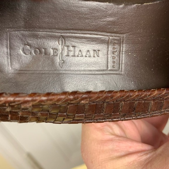Cole Haan Brown Woven Leather Slip On Driving Loafers Size 7.5 - Picture 7 of 9